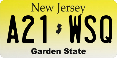 NJ license plate A21WSQ