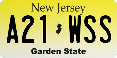 NJ license plate A21WSS