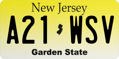 NJ license plate A21WSV