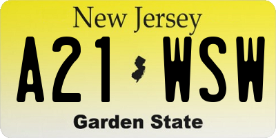 NJ license plate A21WSW