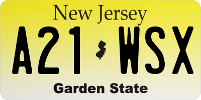 NJ license plate A21WSX