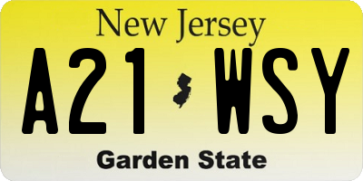 NJ license plate A21WSY
