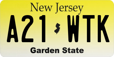 NJ license plate A21WTK
