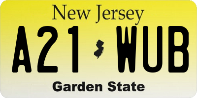NJ license plate A21WUB
