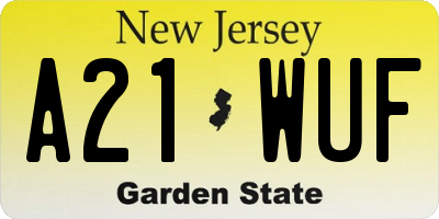 NJ license plate A21WUF