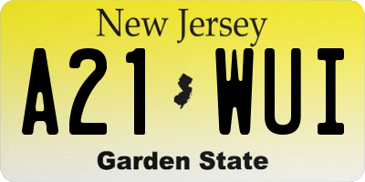 NJ license plate A21WUI