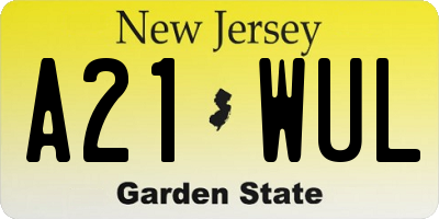 NJ license plate A21WUL