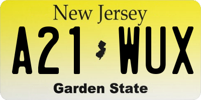 NJ license plate A21WUX