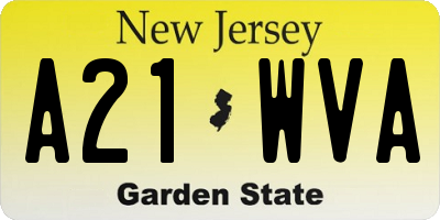 NJ license plate A21WVA