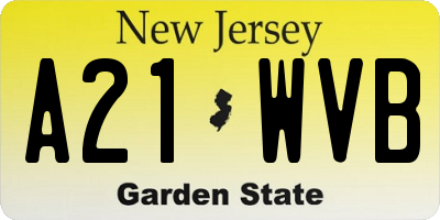 NJ license plate A21WVB