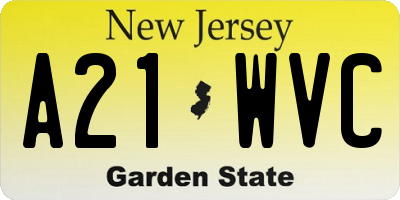 NJ license plate A21WVC