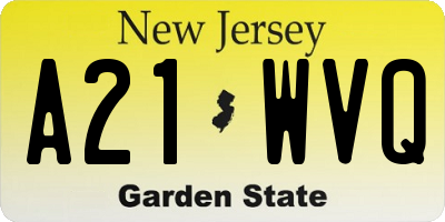NJ license plate A21WVQ