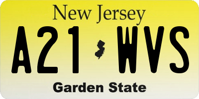 NJ license plate A21WVS