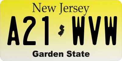 NJ license plate A21WVW