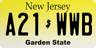 NJ license plate A21WWB