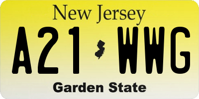 NJ license plate A21WWG