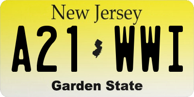 NJ license plate A21WWI