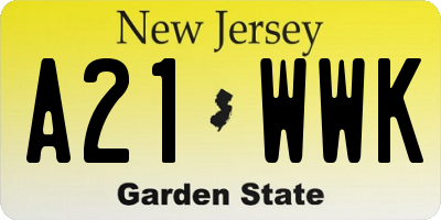 NJ license plate A21WWK