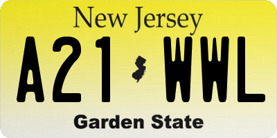 NJ license plate A21WWL