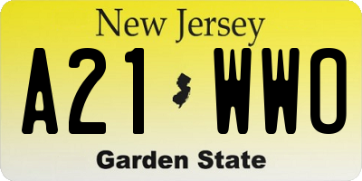 NJ license plate A21WWO