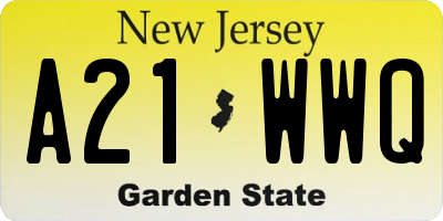 NJ license plate A21WWQ