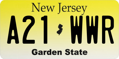 NJ license plate A21WWR