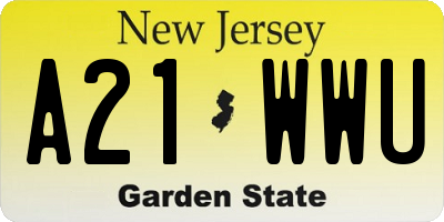 NJ license plate A21WWU