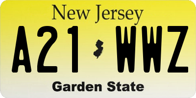 NJ license plate A21WWZ