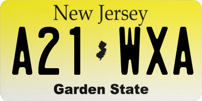 NJ license plate A21WXA