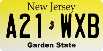NJ license plate A21WXB