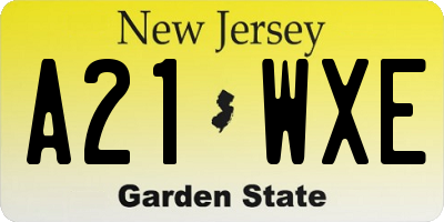 NJ license plate A21WXE