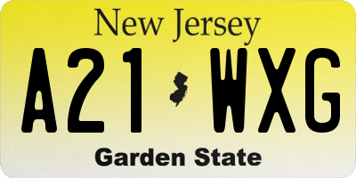 NJ license plate A21WXG