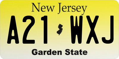 NJ license plate A21WXJ