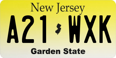 NJ license plate A21WXK