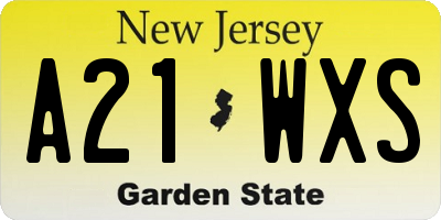 NJ license plate A21WXS