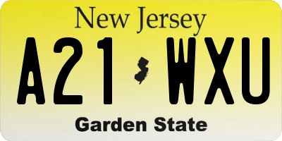 NJ license plate A21WXU