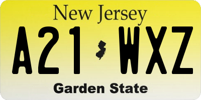 NJ license plate A21WXZ