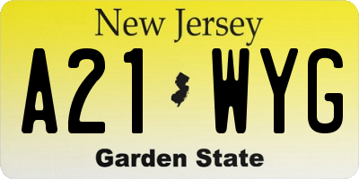 NJ license plate A21WYG