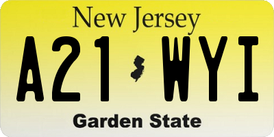 NJ license plate A21WYI