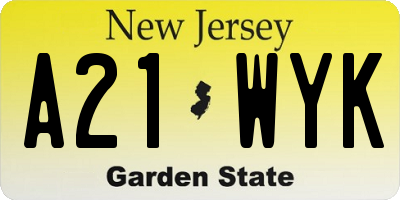 NJ license plate A21WYK