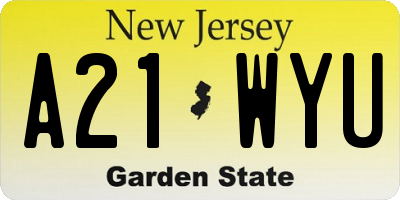 NJ license plate A21WYU