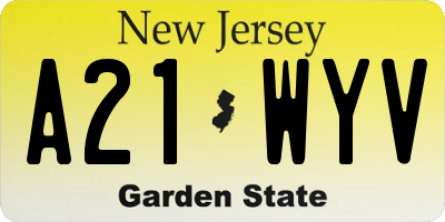 NJ license plate A21WYV