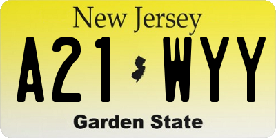 NJ license plate A21WYY