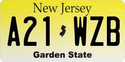 NJ license plate A21WZB