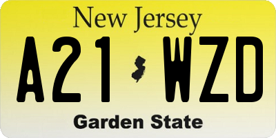 NJ license plate A21WZD