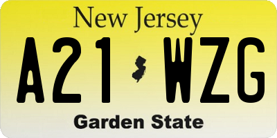 NJ license plate A21WZG