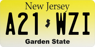 NJ license plate A21WZI