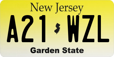 NJ license plate A21WZL