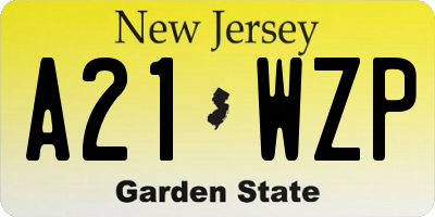 NJ license plate A21WZP