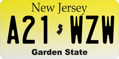 NJ license plate A21WZW